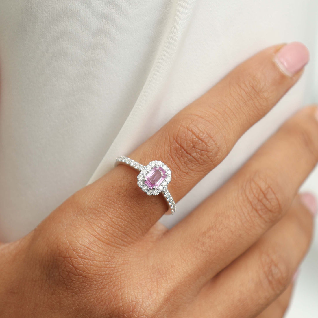 JPRG-3089/8079 Pink Sapphire Octagon With Diamond Ring | 18K