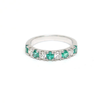 JPRG-3094/8099 Emerald Round With Diamond Half Ring | 18K