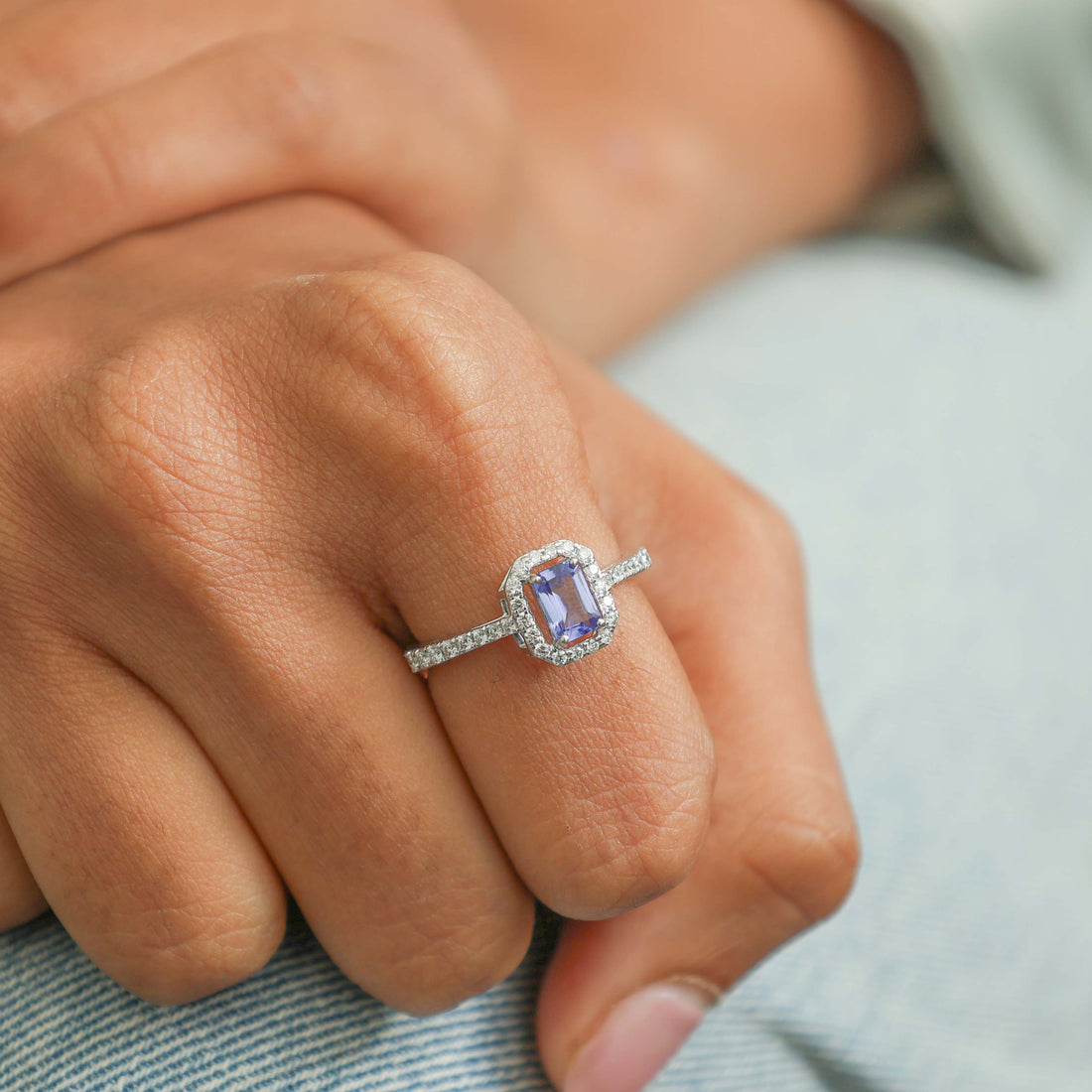 JPRG-3095/8100 Tanzanite Octagon With Diamond Ring | 18K