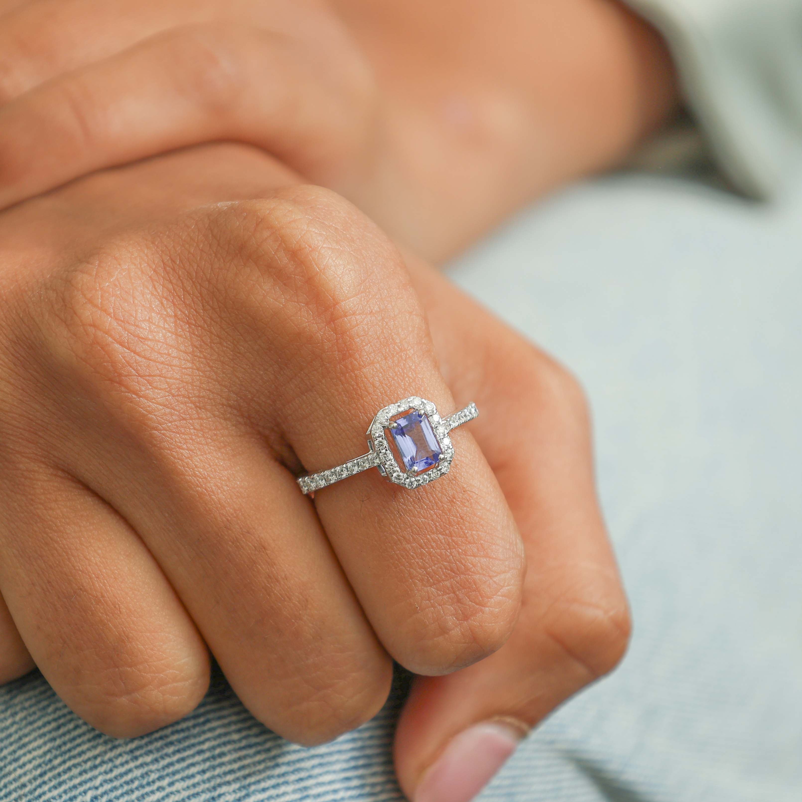 JPRG-3095/8100 Tanzanite Octagon With Diamond Ring | 18K