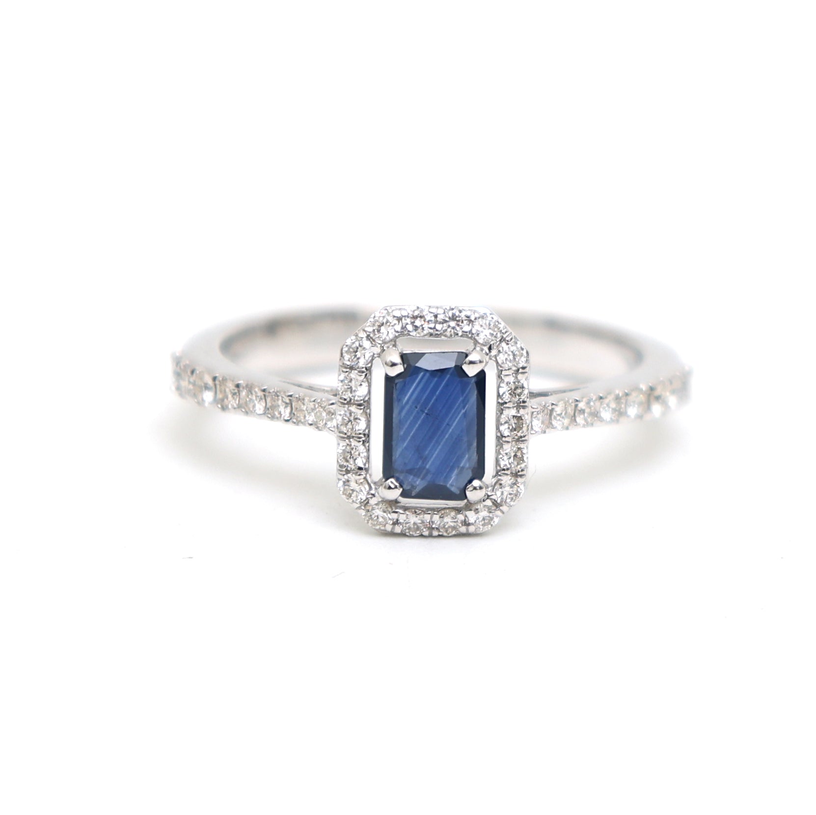 JPRG-3096/8101 Blue Sapphire Octagon With Diamond Ring | 18K