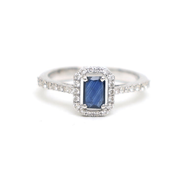 JPRG-3096/8101 Blue Sapphire Octagon With Diamond Ring | 18K
