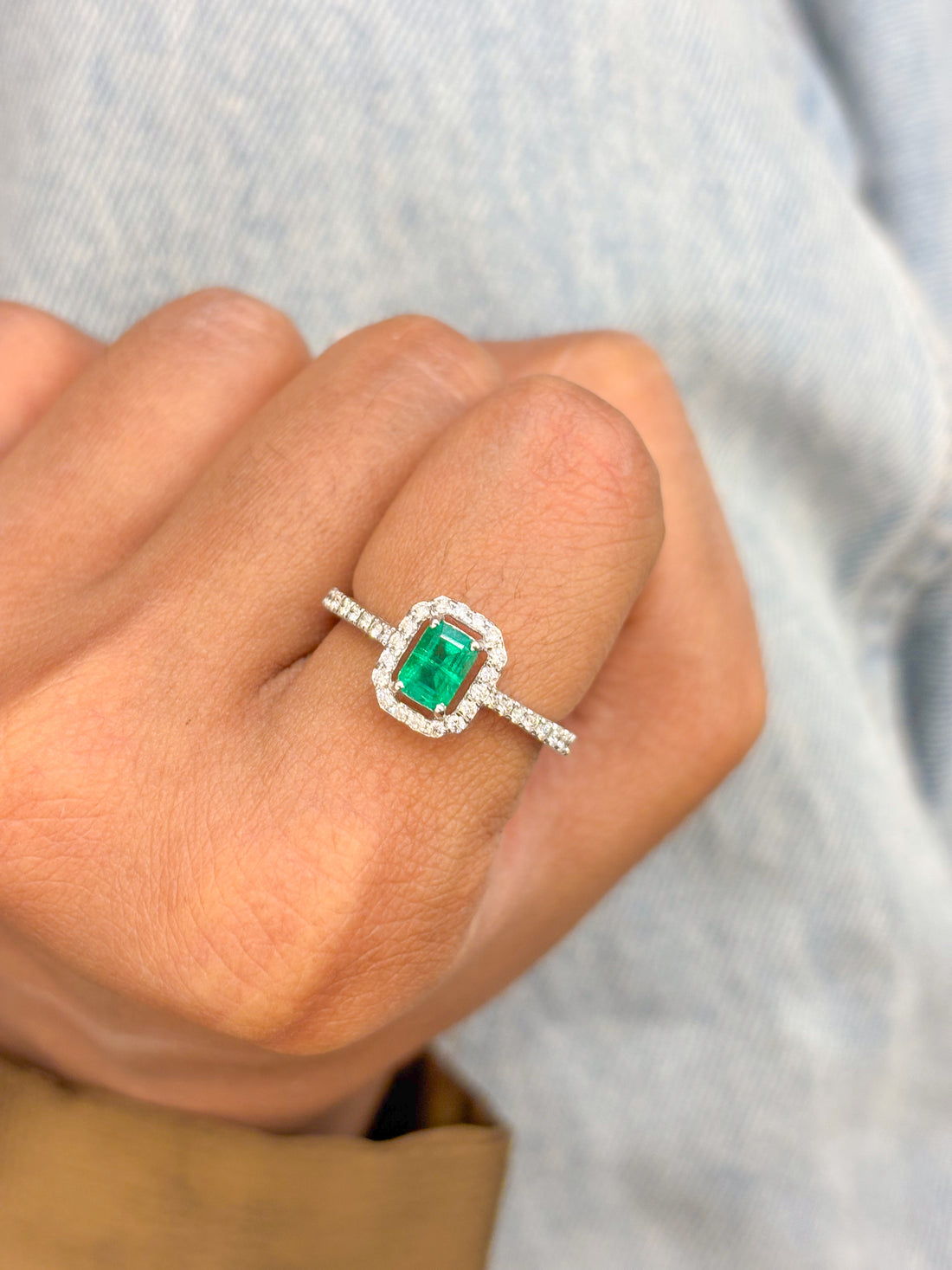 JPRG-3097/8102 Emerald Octagon With Diamond Ring | 18K