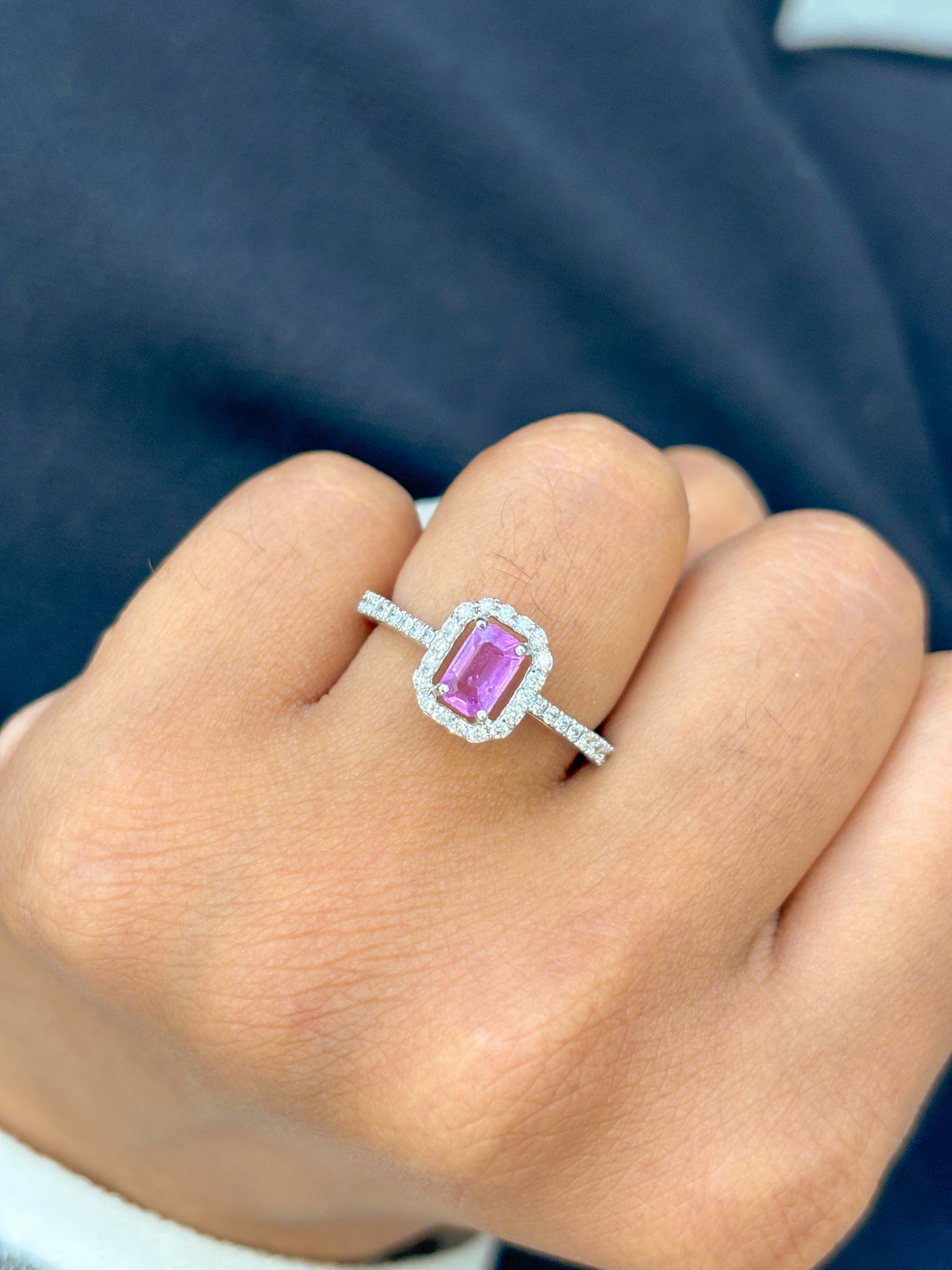 JPRG-3098/8103 Pink Sapphire Octagon With Diamond Ring | 18K
