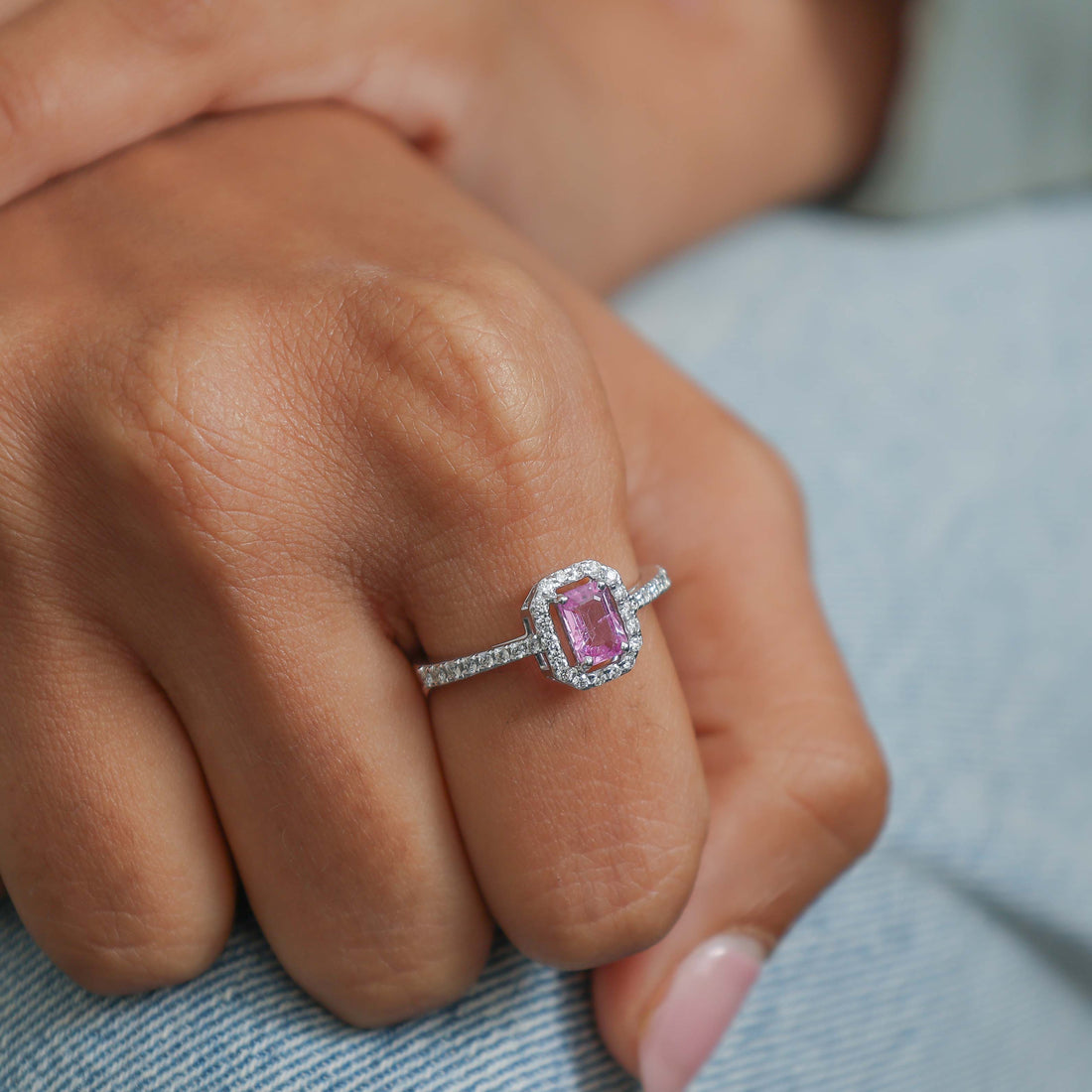 JPRG-3098/8103 Pink Sapphire Octagon With Diamond Ring | 18K