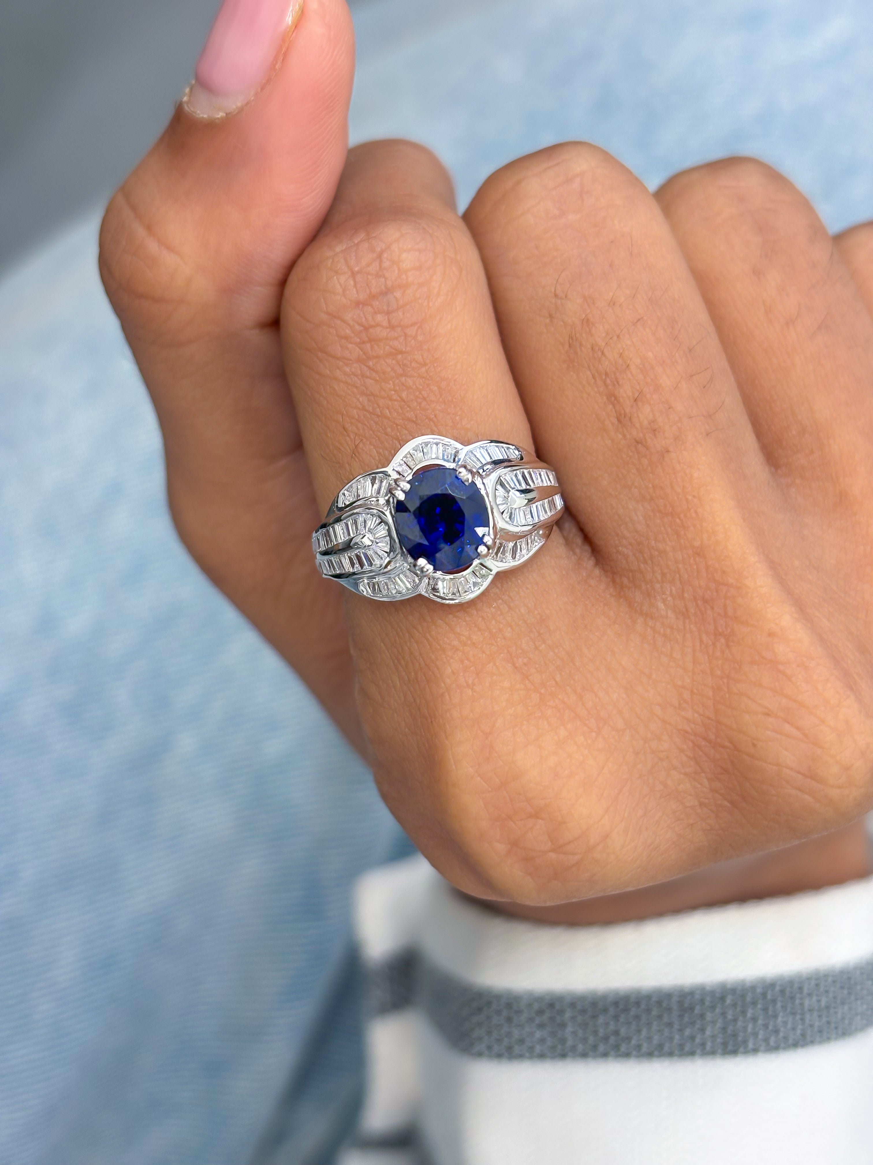 JPRG-3100/8110 Blue Sapphire Oval With Diamond Ring | 14K