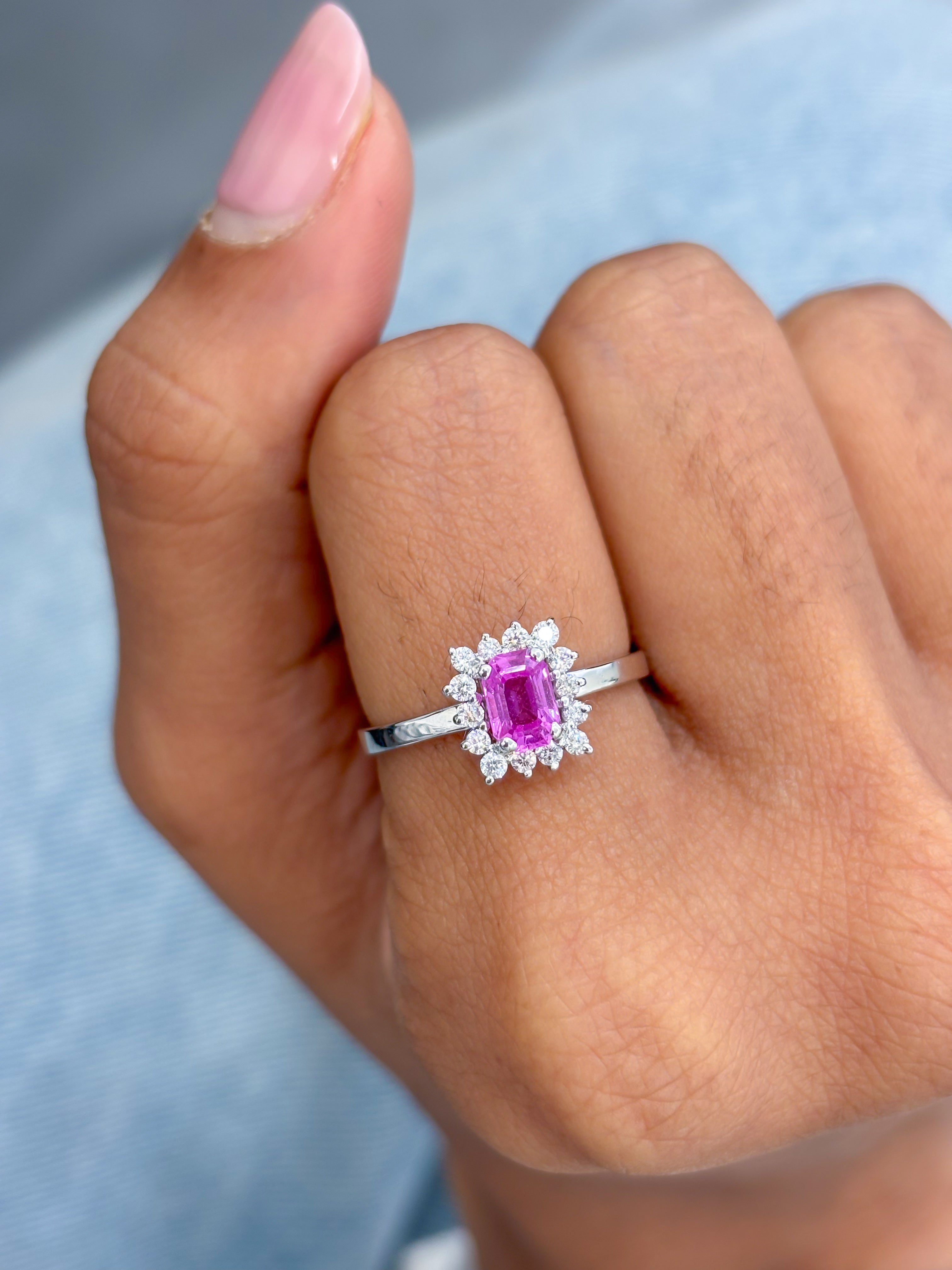 JPRG-3102/8112 Pink Sapphire Octagon With Diamond Ring | 14K