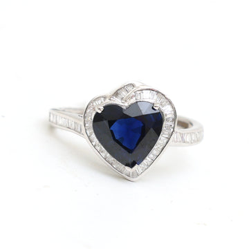 JPRG-3103/8113 Blue Sapphire Heart With Diamond Ring | 14K