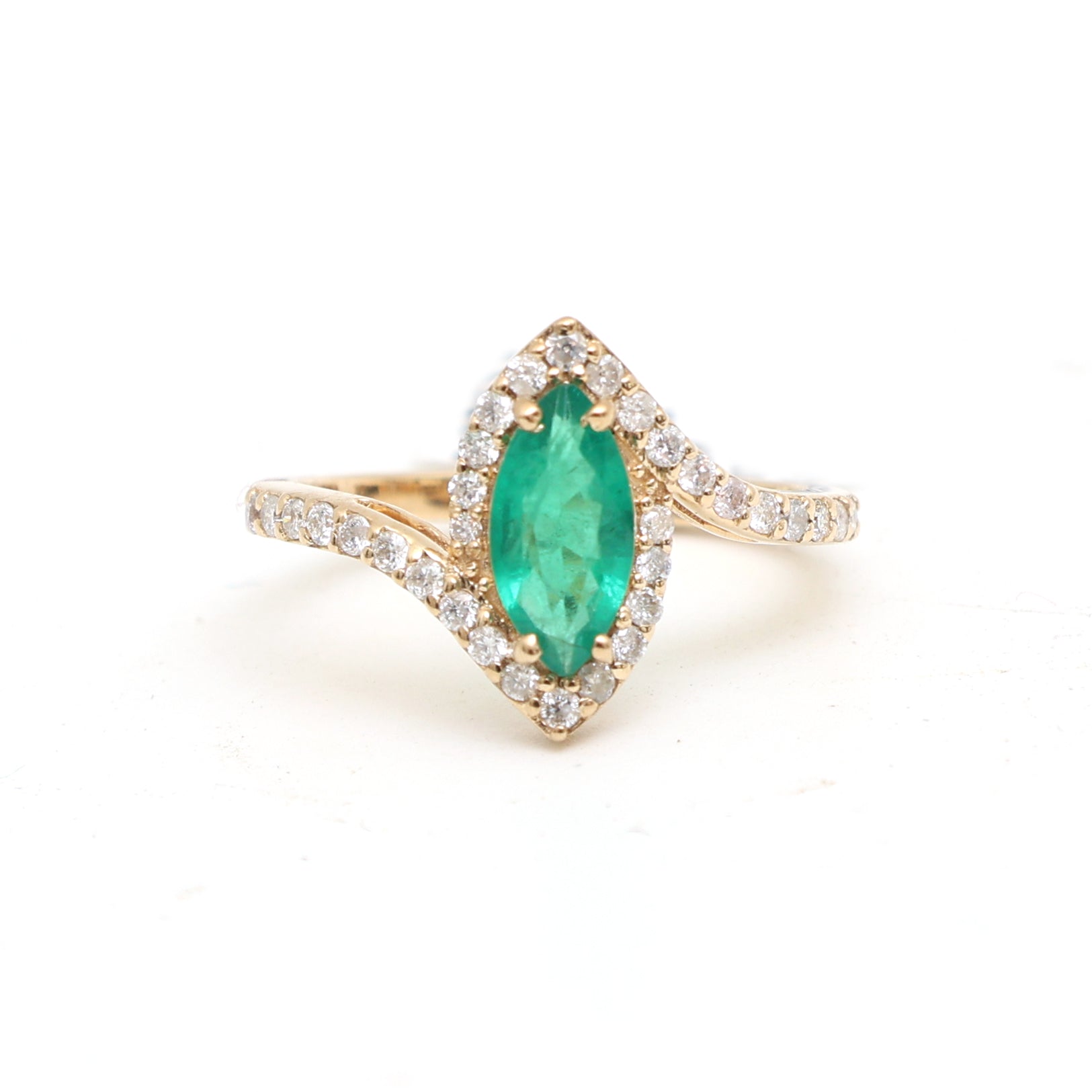 JPRG-3104/8114 Emerald Marquise With Diamond Ring | 14K