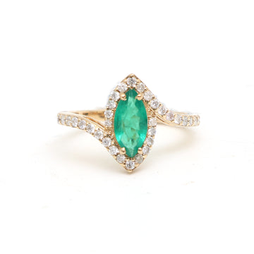 JPRG-3104/8114 Emerald Marquise With Diamond Ring | 14K