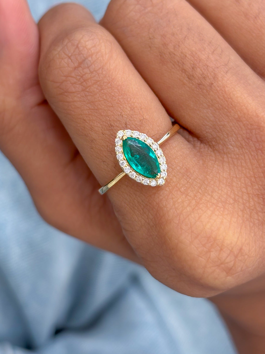 JPRG-3107/8117 Emerald Marquise With Diamond Ring | 14K