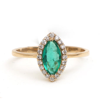 JPRG-3107/8117 Emerald Marquise With Diamond Ring | 14K