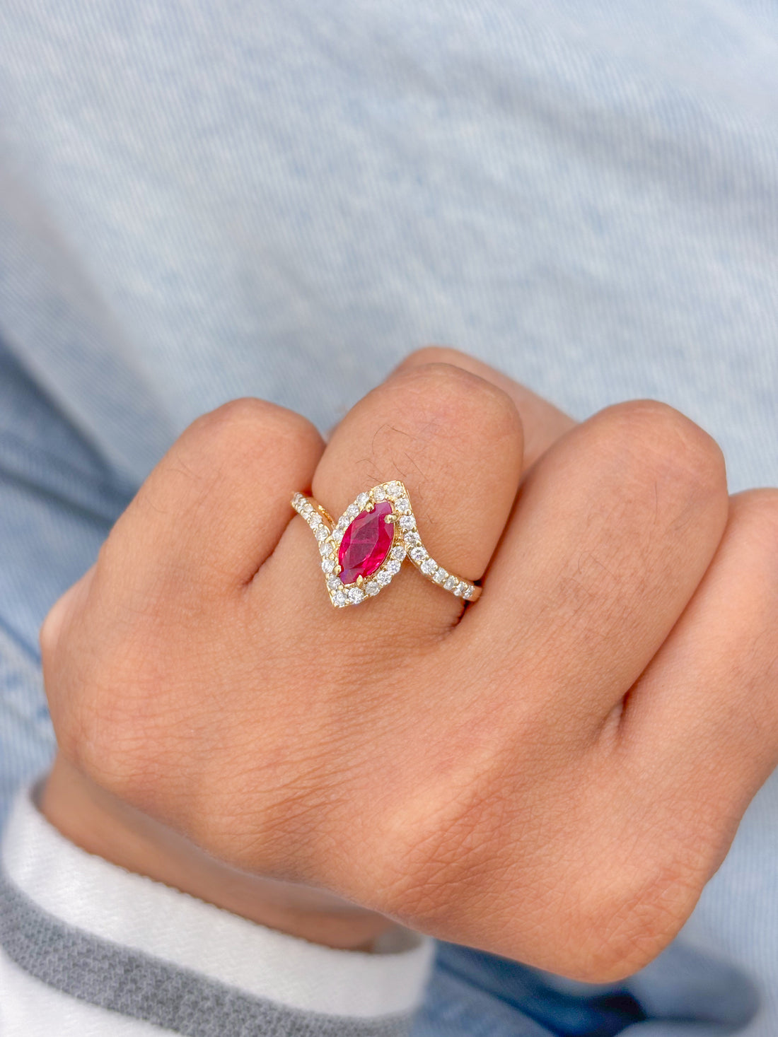 JPRG-3108/8118 Ruby Marquise With Diamond Ring | 14K