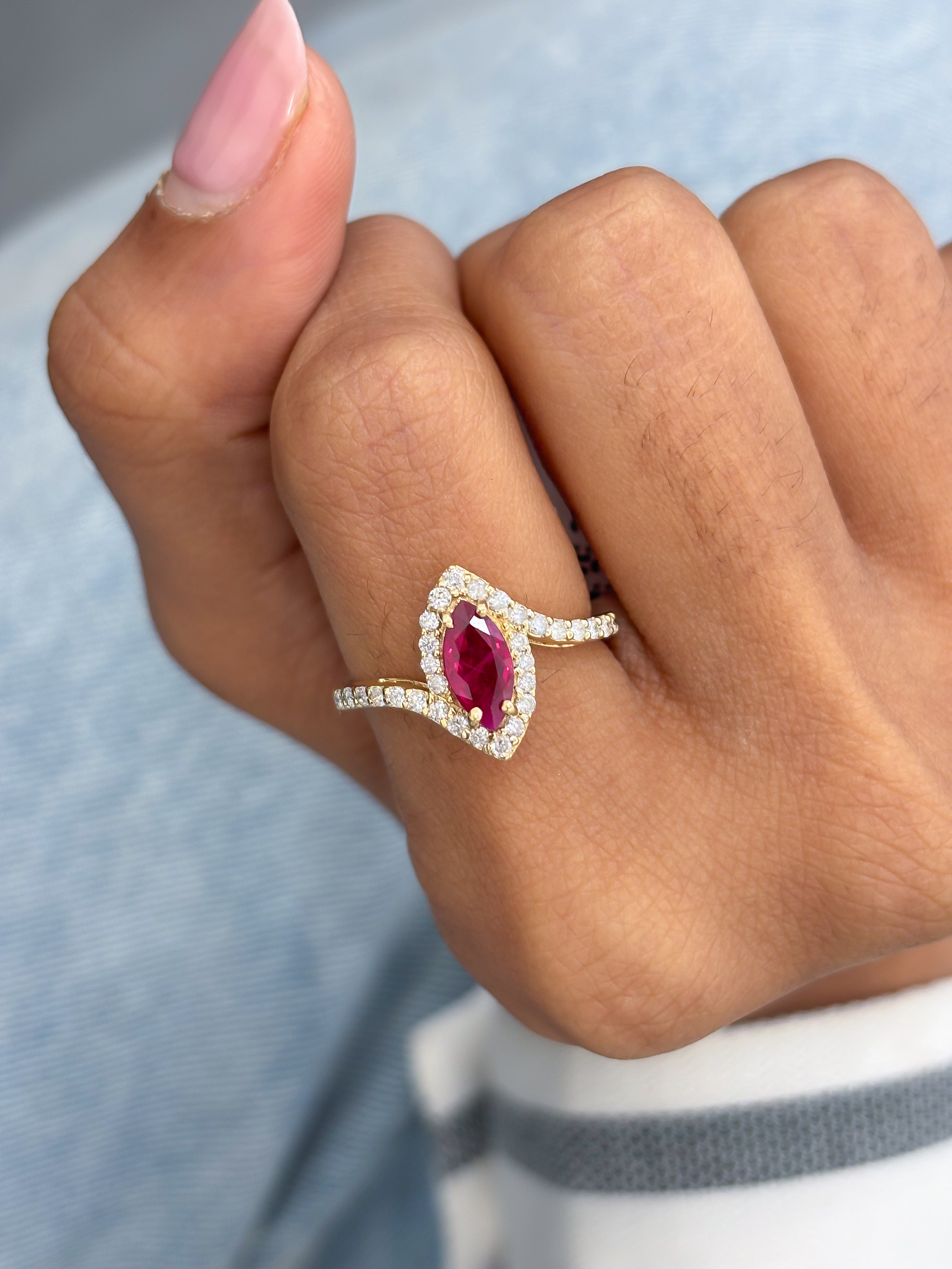 JPRG-3108/8118 Ruby Marquise With Diamond Ring | 14K