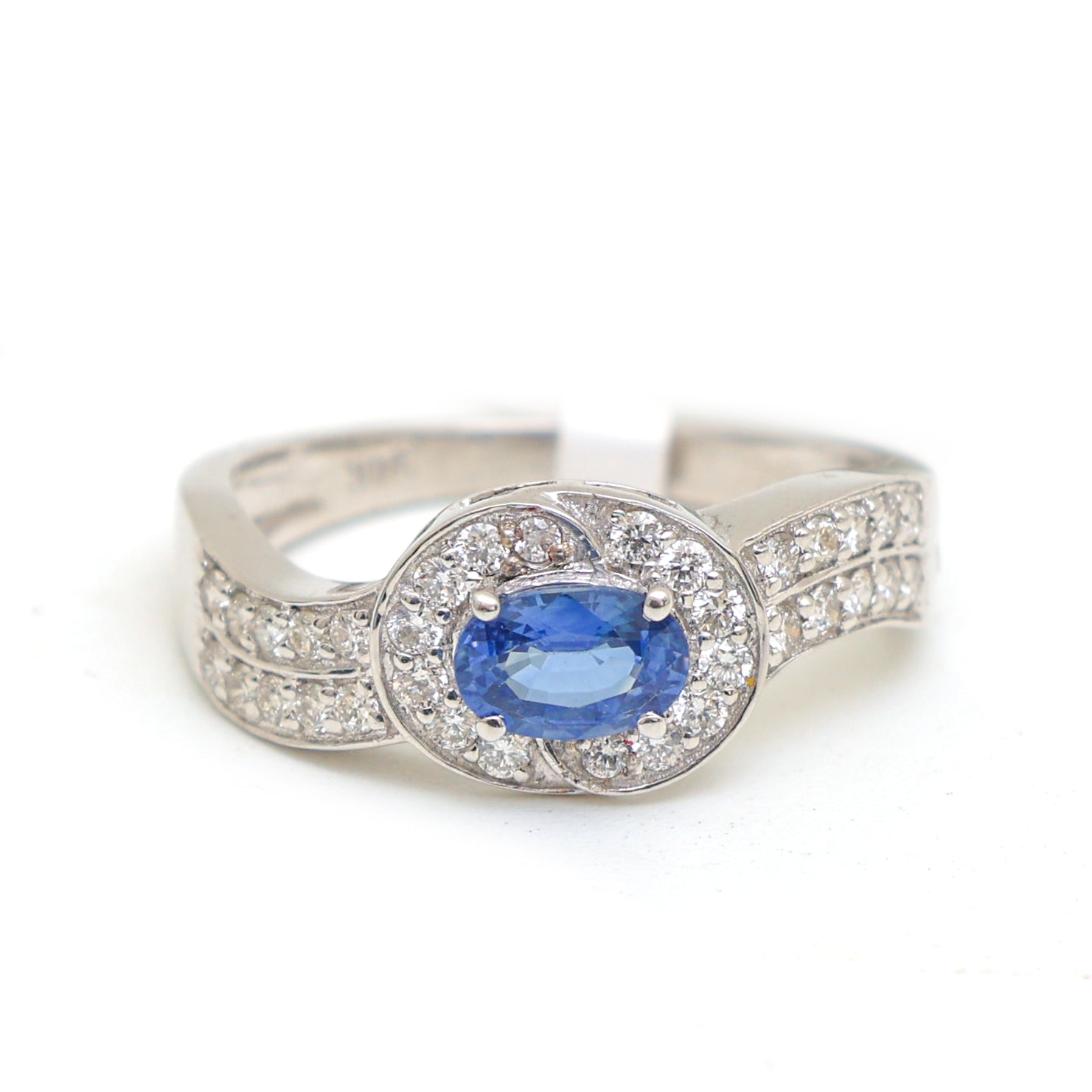 JPRG-3109/8119 Blue Sapphire Oval With Diamond Ring | 14K