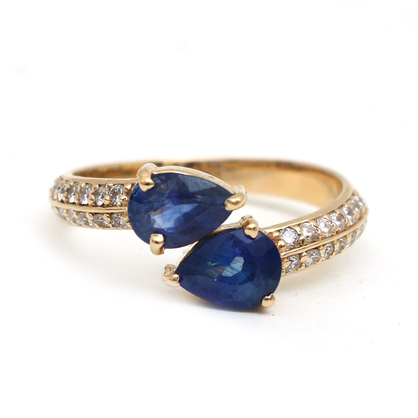 JPRG-3110/8120 Blue Sapphire Pear With Diamond Ring | 14K