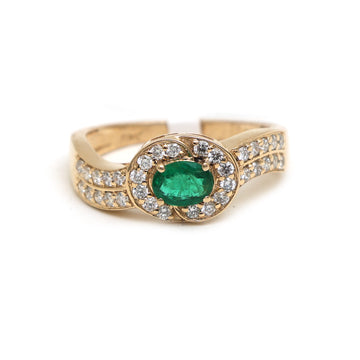 JPRG-3111/8121 Emerald Oval With Diamond Ring | 14K