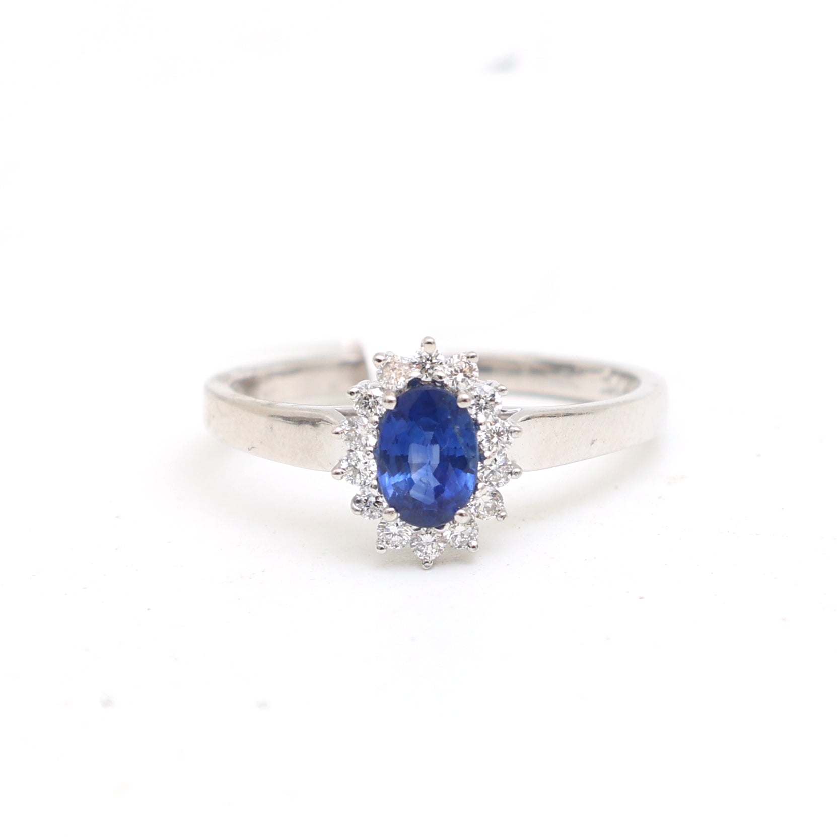 JPRG-3113/8123 Blue Sapphire Oval With Diamond Ring | 14K