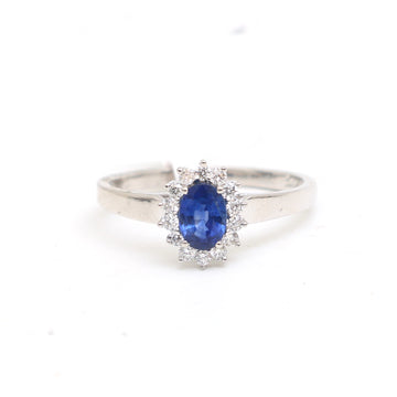 JPRG-3113/8123 Blue Sapphire Oval With Diamond Ring | 14K