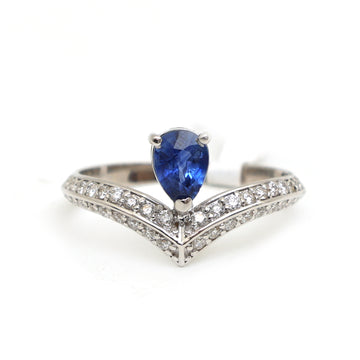 JPRG-3114/8124 Blue Sapphire Pear With Diamond Ring | 14K