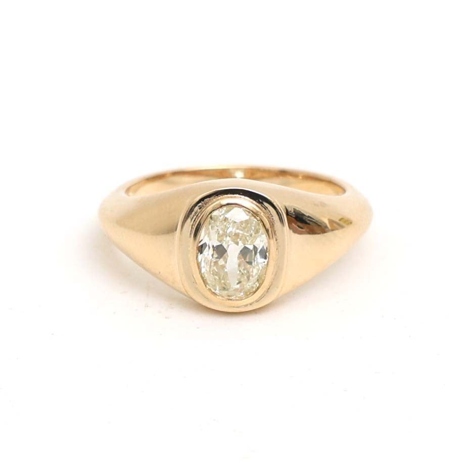 JPRG-3137/8193 Diamond Oval Pinky Ring | 18K