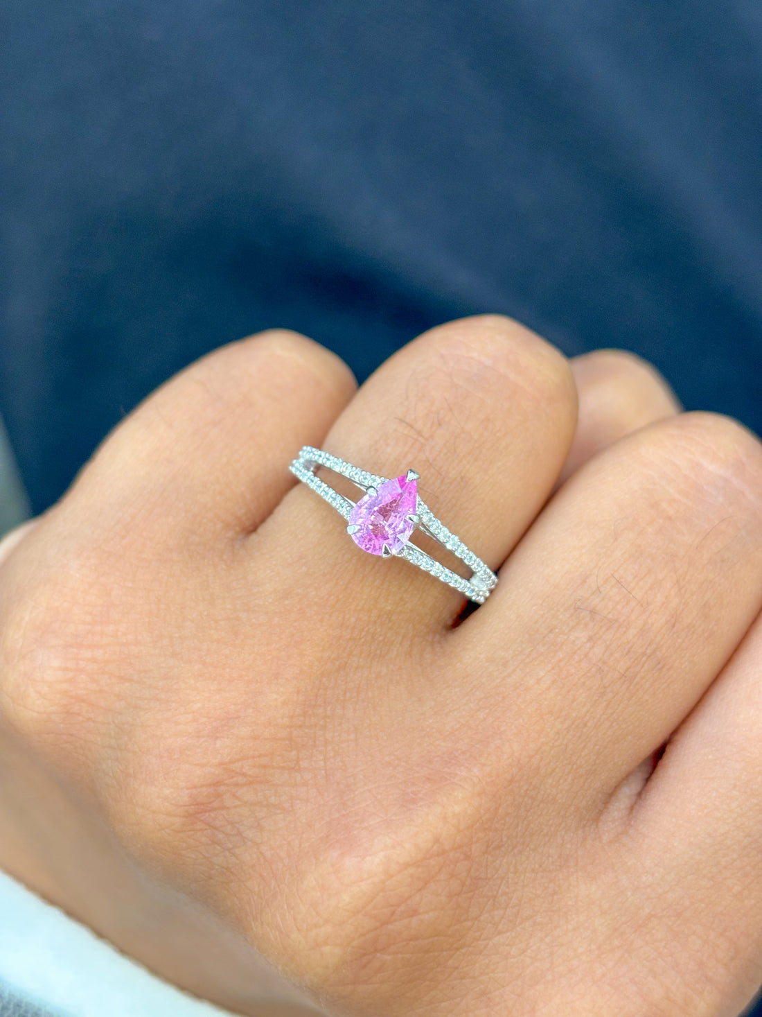 JPRG-3178/8256 Pink Sapphire Pear With Diamond Ring | 18K