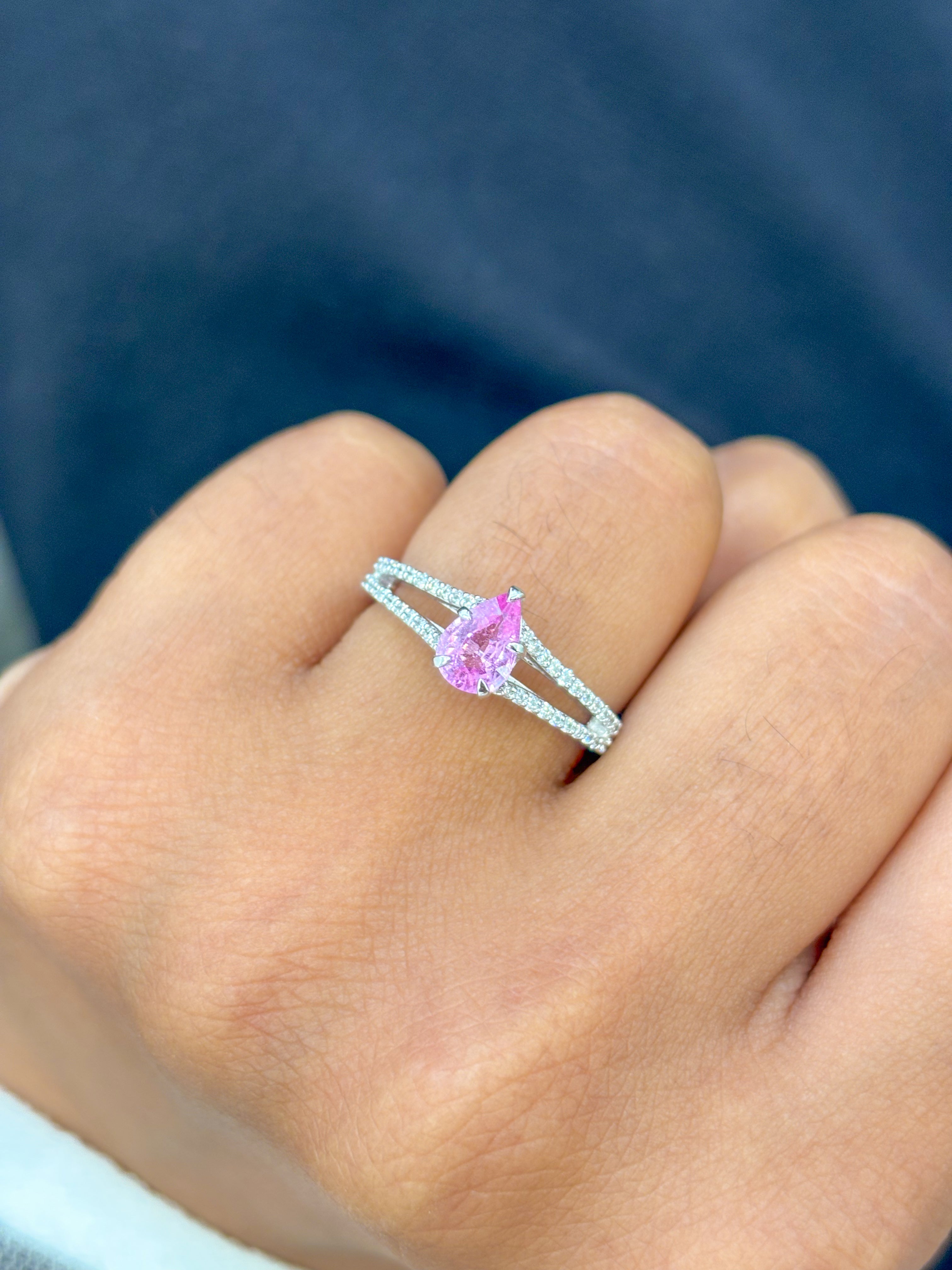 JPRG-3178/8256 Pink Sapphire Pear With Diamond Ring | 18K