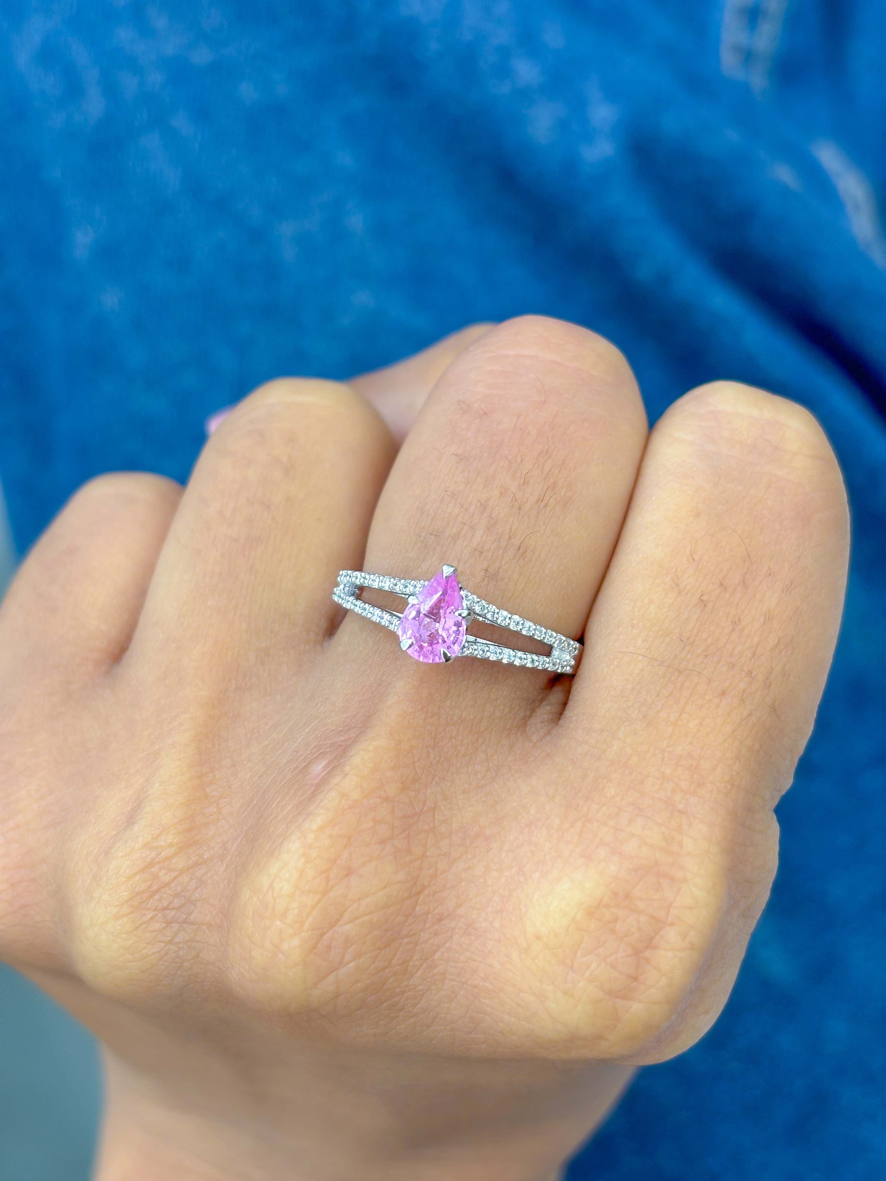 JPRG-3178/8256 Pink Sapphire Pear With Diamond Ring | 18K
