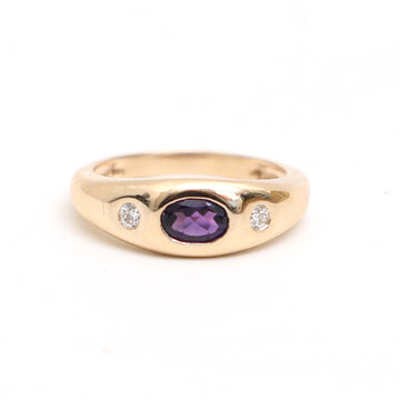 JPRG-3187/8280 Amethyst Oval With Diamond Ring | 14K