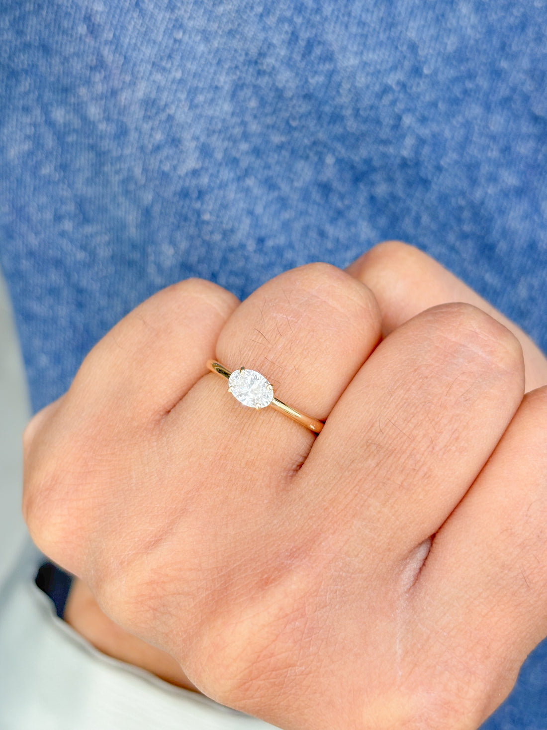 JPRG-3206/8306 Diamond Oval Thin Ring | 14K