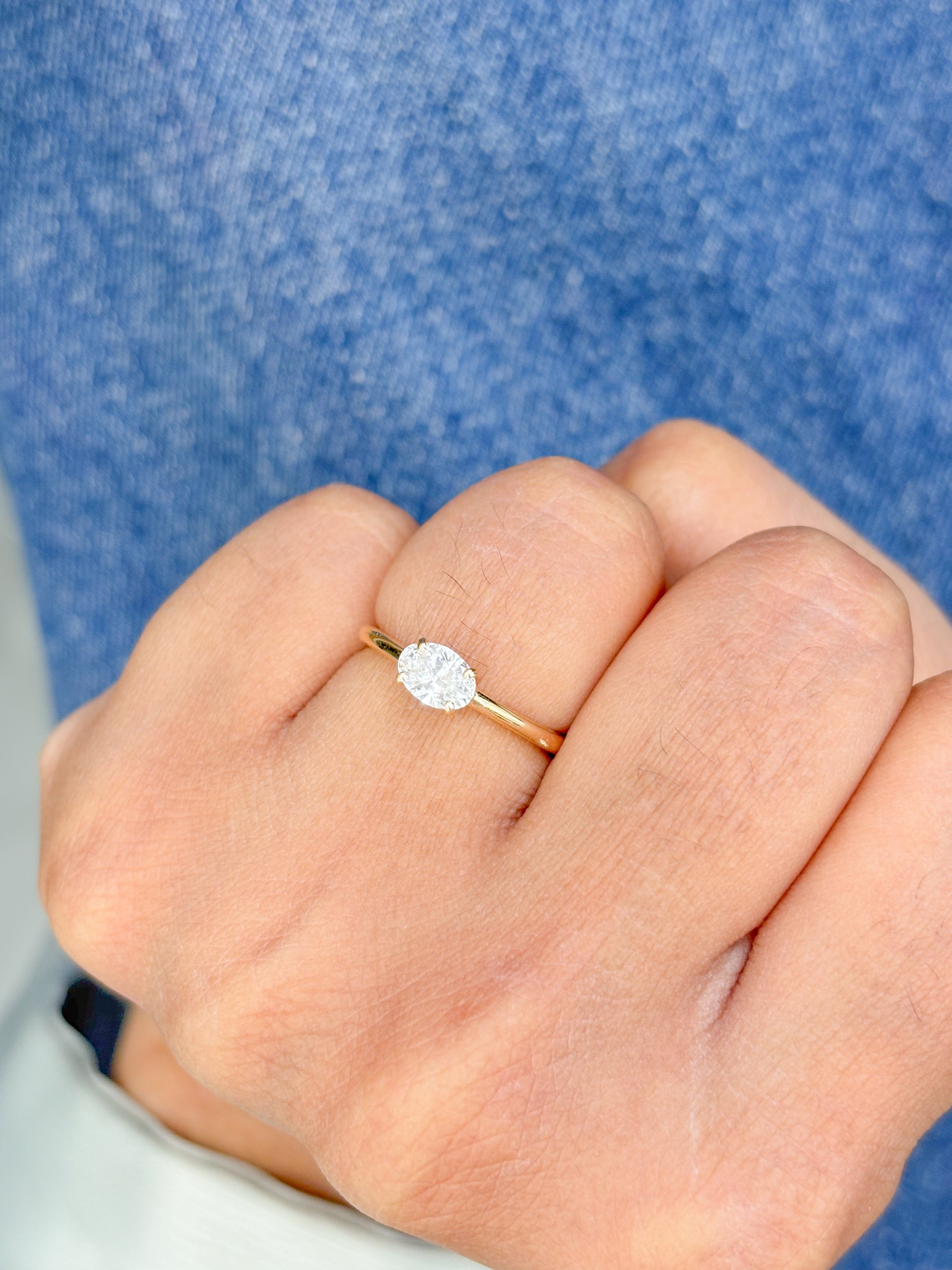 JPRG-3206/8306 Diamond Oval Thin Ring | 14K