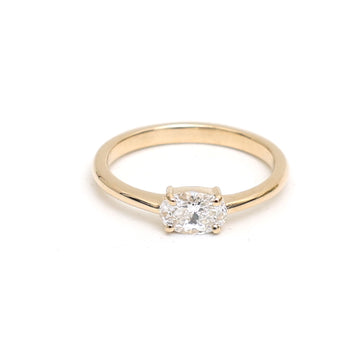 JPRG-3206/8306 Diamond Oval Thin Ring | 14K