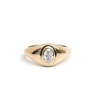 JPRG-3218/8318 Lab Grown Diamond  Oval Signet Ring | 14K