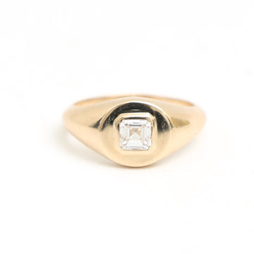 JPRG-3221/8327 Lab Grown Diamond Asscher Signet Ring | 14K