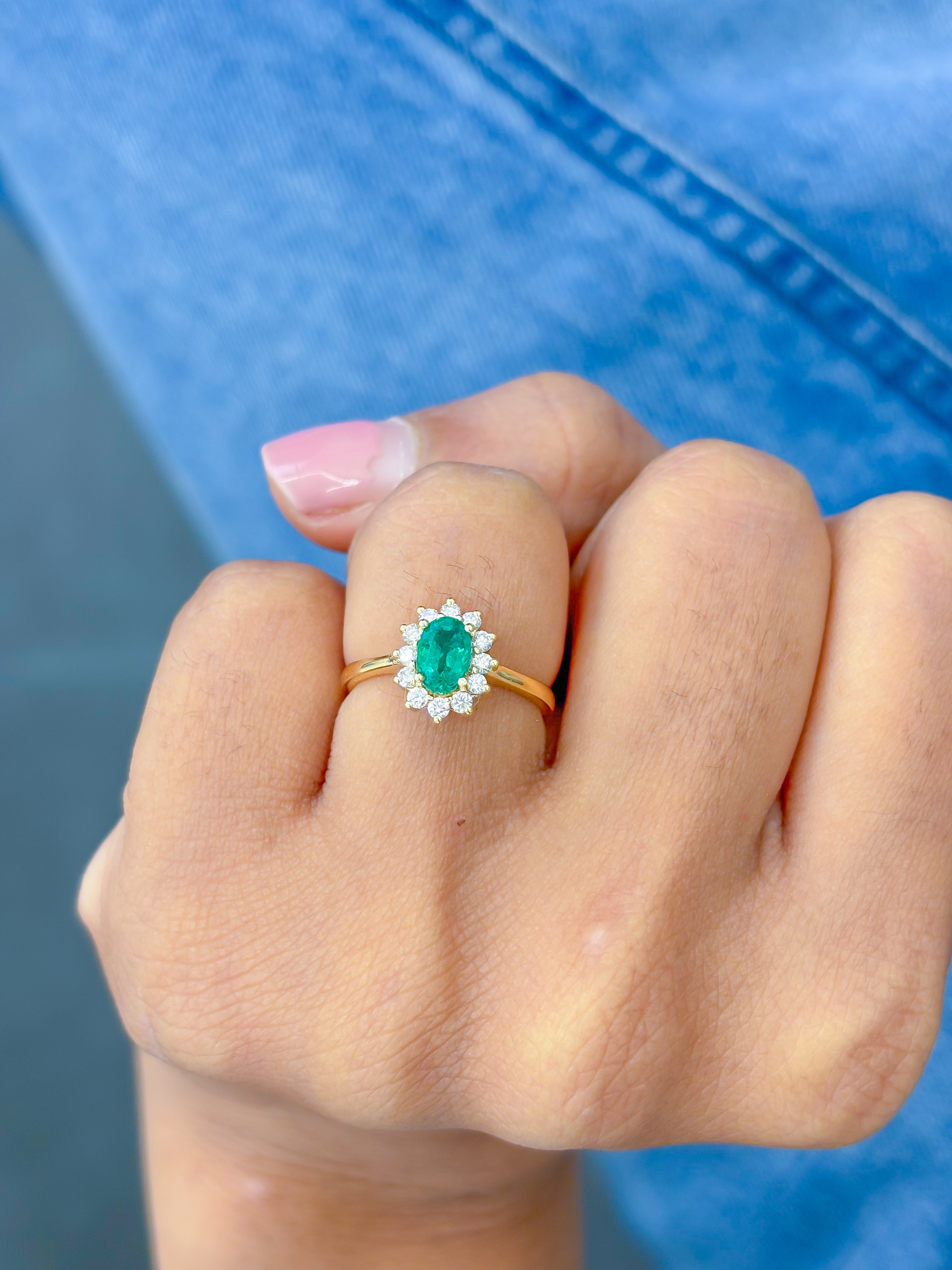 JPRG-3222/8329 Emerald Pear With Diamond Ring | 18K