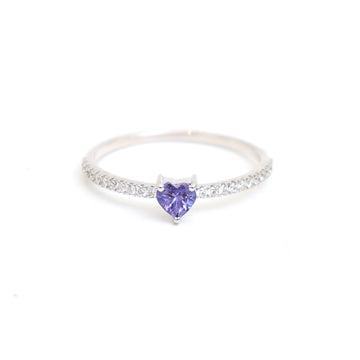JPRG-3230/8358 Tanzanite Diamond Heart Thin Ring | 14K