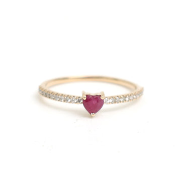 JPRG-3233/8361 Ruby Diamond Heart Thin Ring | 14K