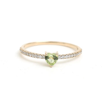 JPRG-3235/8363 Peridot Diamond Heart Thin Ring | 14K