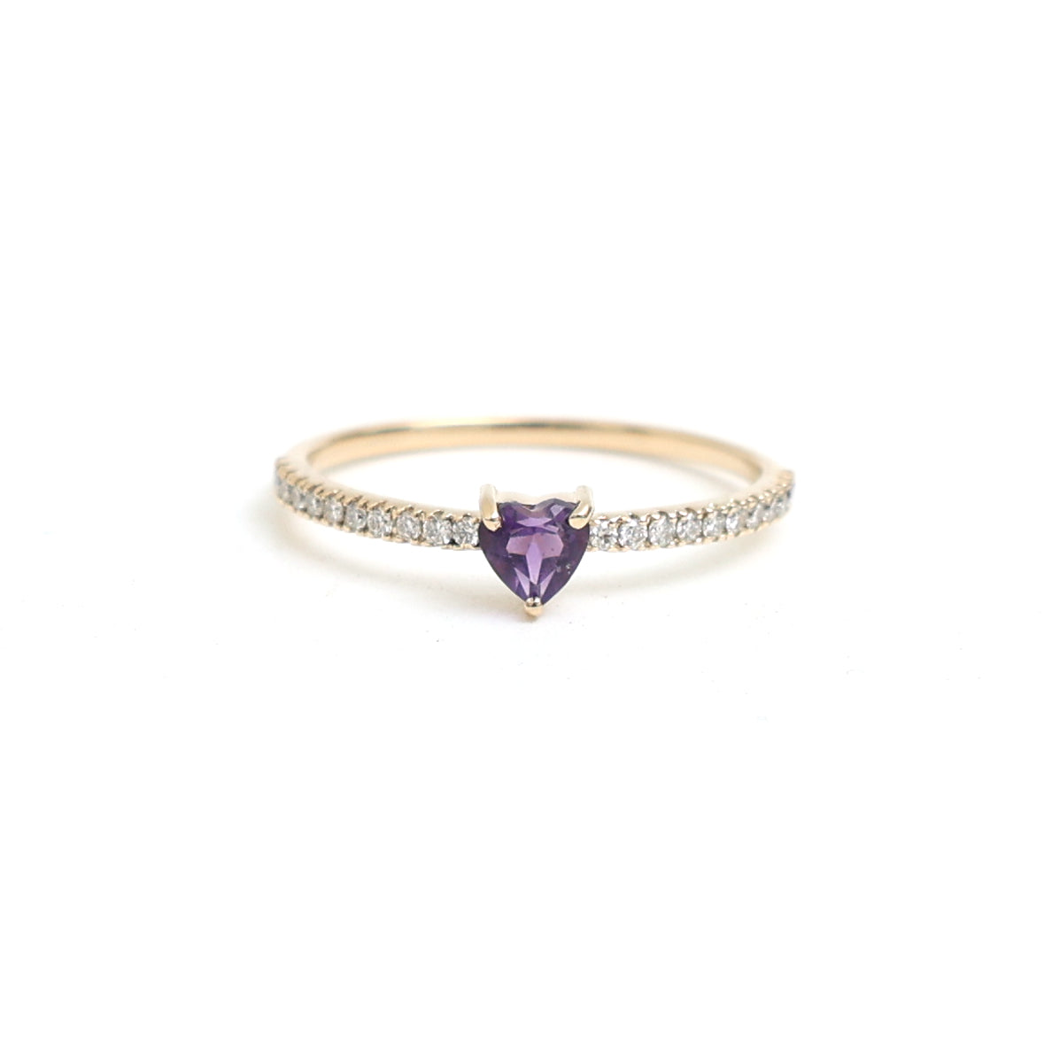 JPRG-3236/8364 Amethyst Diamond Heart Thin Ring | 14K