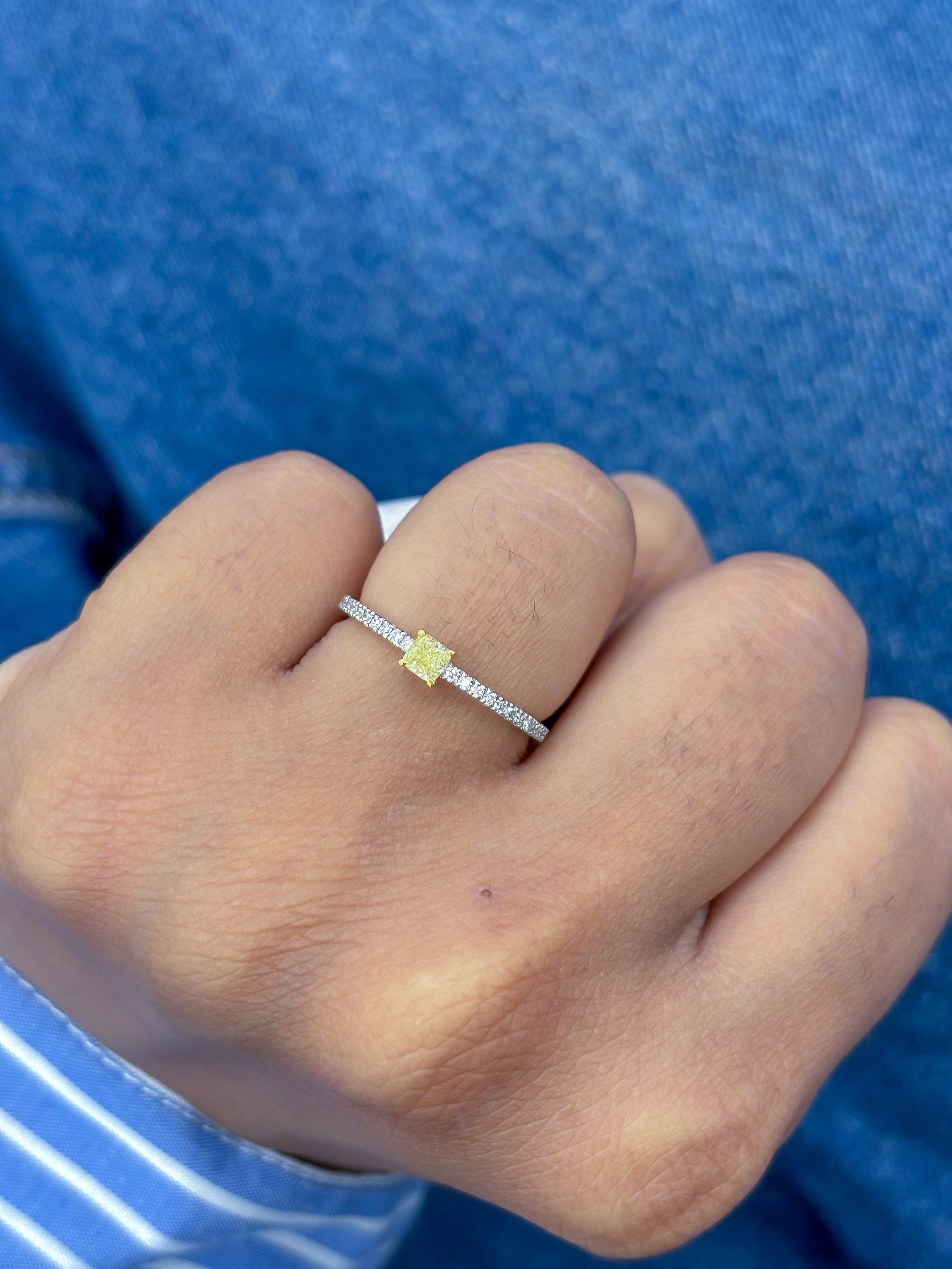 JPRG-3243/8371 Yellow Diamond Oval With Diamond Thin Ring | 18K