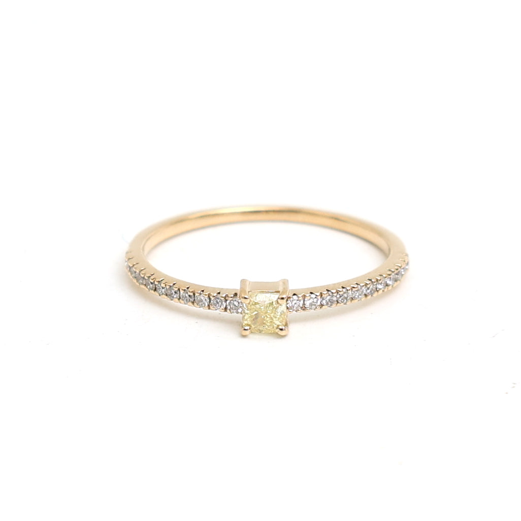 JPRG-3243/8371 Yellow Diamond Oval With Diamond Thin Ring | 18K