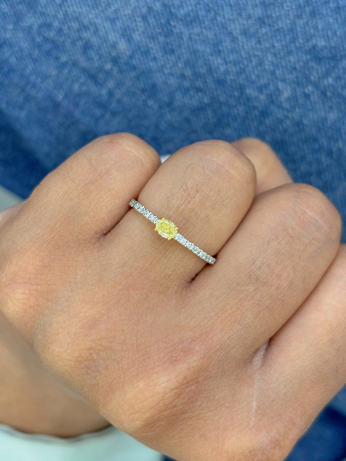 JPRG-3244/8372 Yellow Diamond Oval With Diamond Thin Ring | 18K