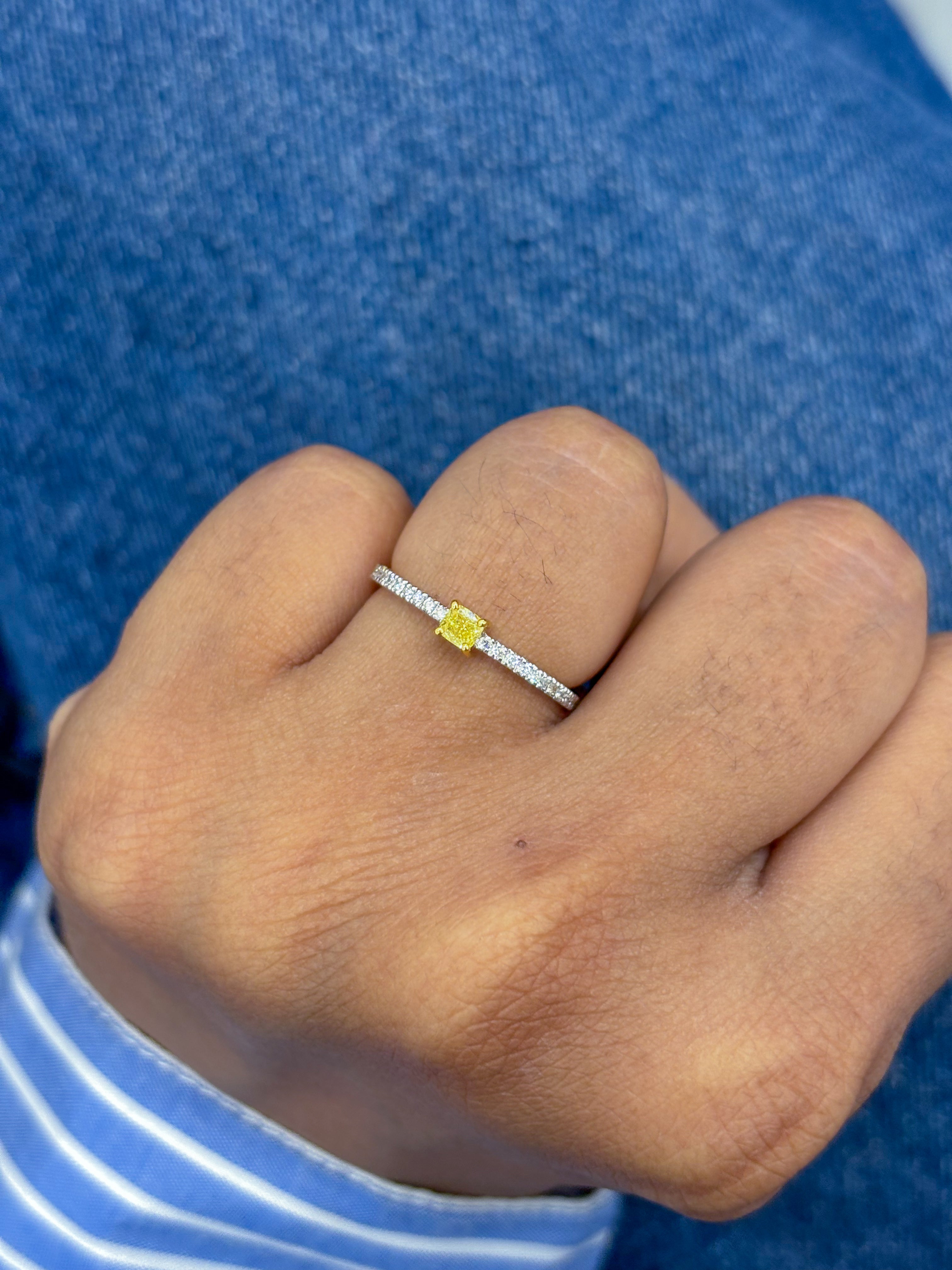 JPRG-3245/8373 Yellow Diamond Oval With Diamond Thin Ring | 18K