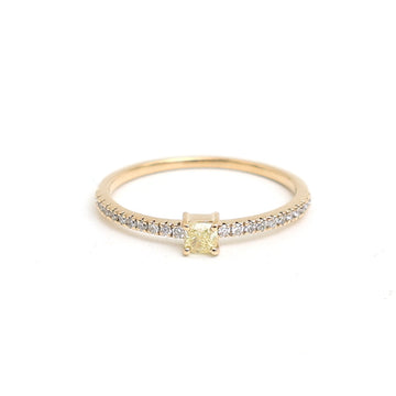JPRG-3245/8373 Yellow Diamond Oval With Diamond Thin Ring | 18K