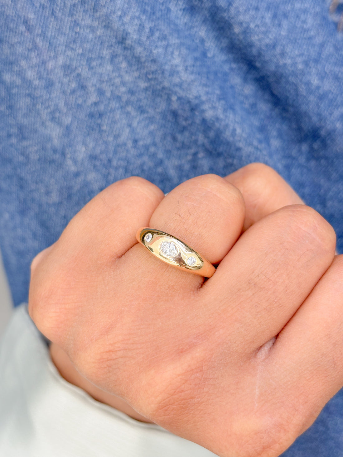 JPRG-3252/8382 Lab Grown Diamond Oval With Round Chunky Ring | 14K