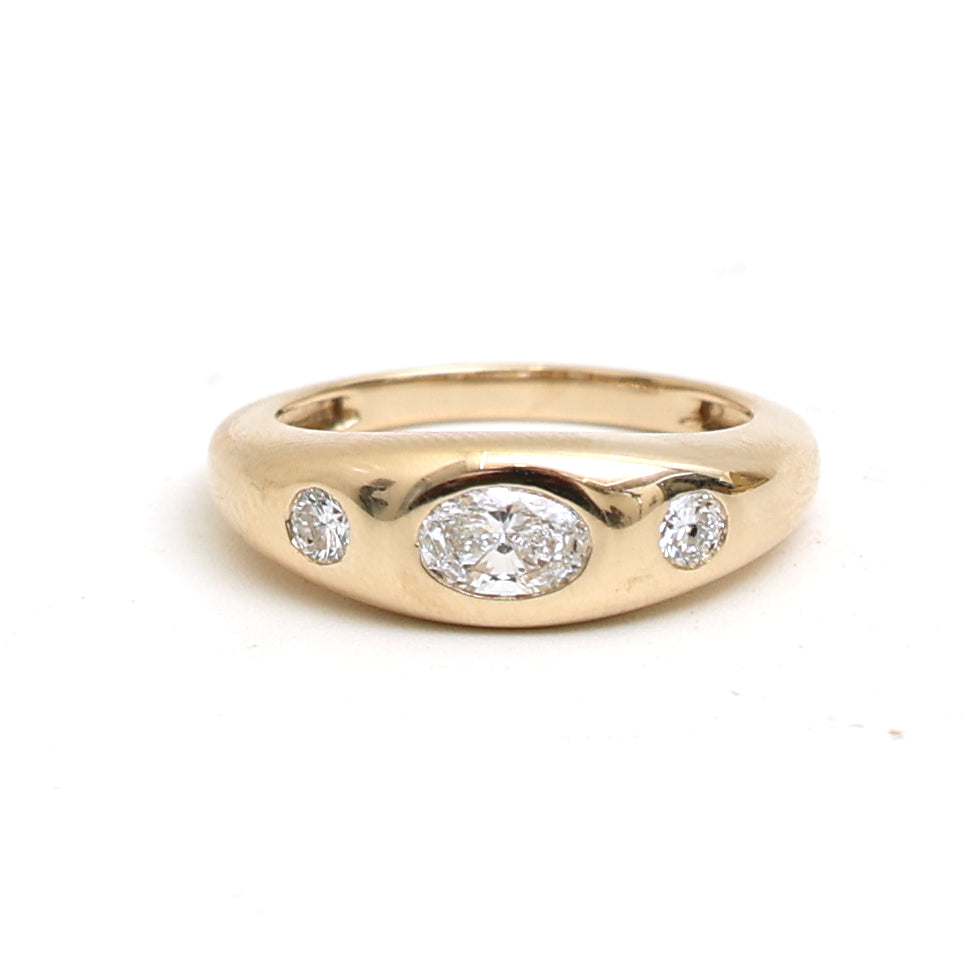 JPRG-3252/8382 Lab Grown Diamond Oval With Round Chunky Ring | 14K
