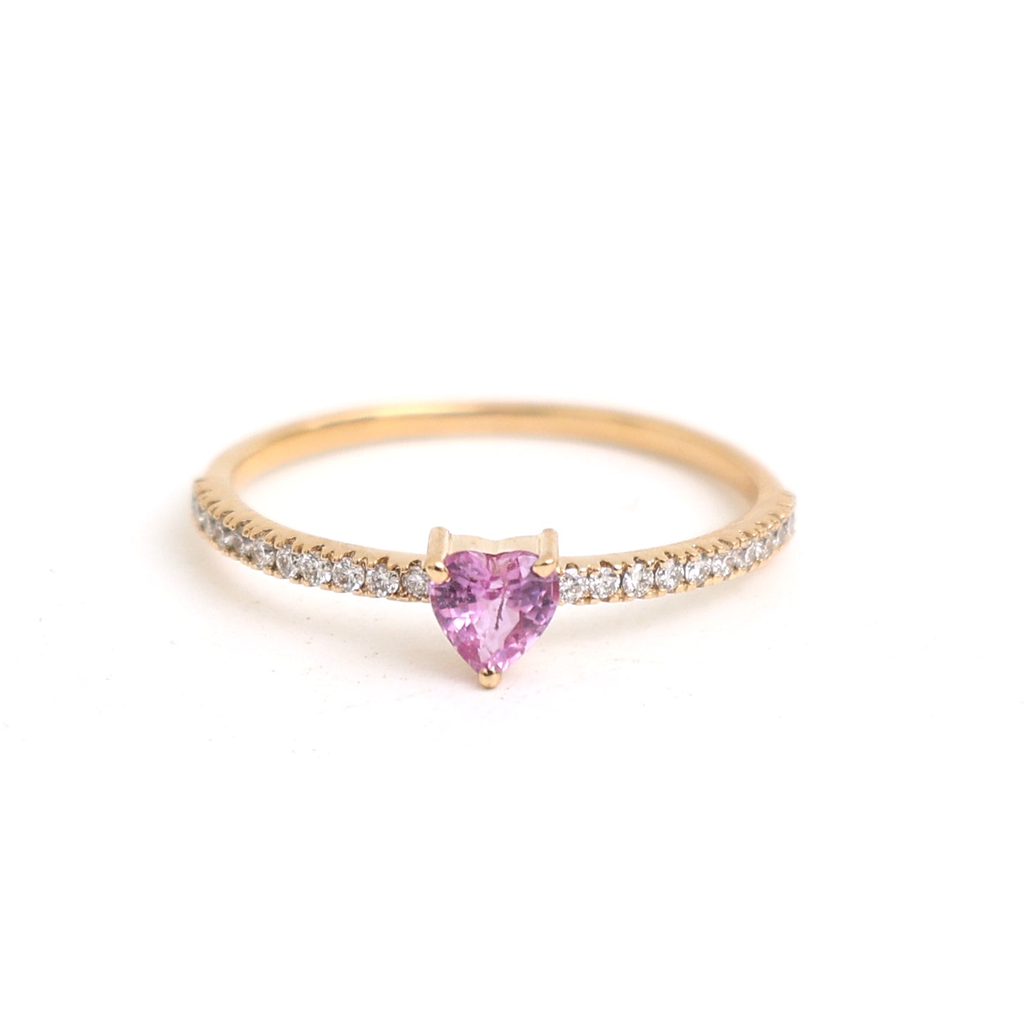 JPRG-3262/8391 Pink Sapphire Diamond Heart Thin Ring | 18K