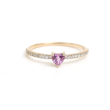 JPRG-3264/8362 Pink Sapphire Diamond Heart Thin Ring | 14K
