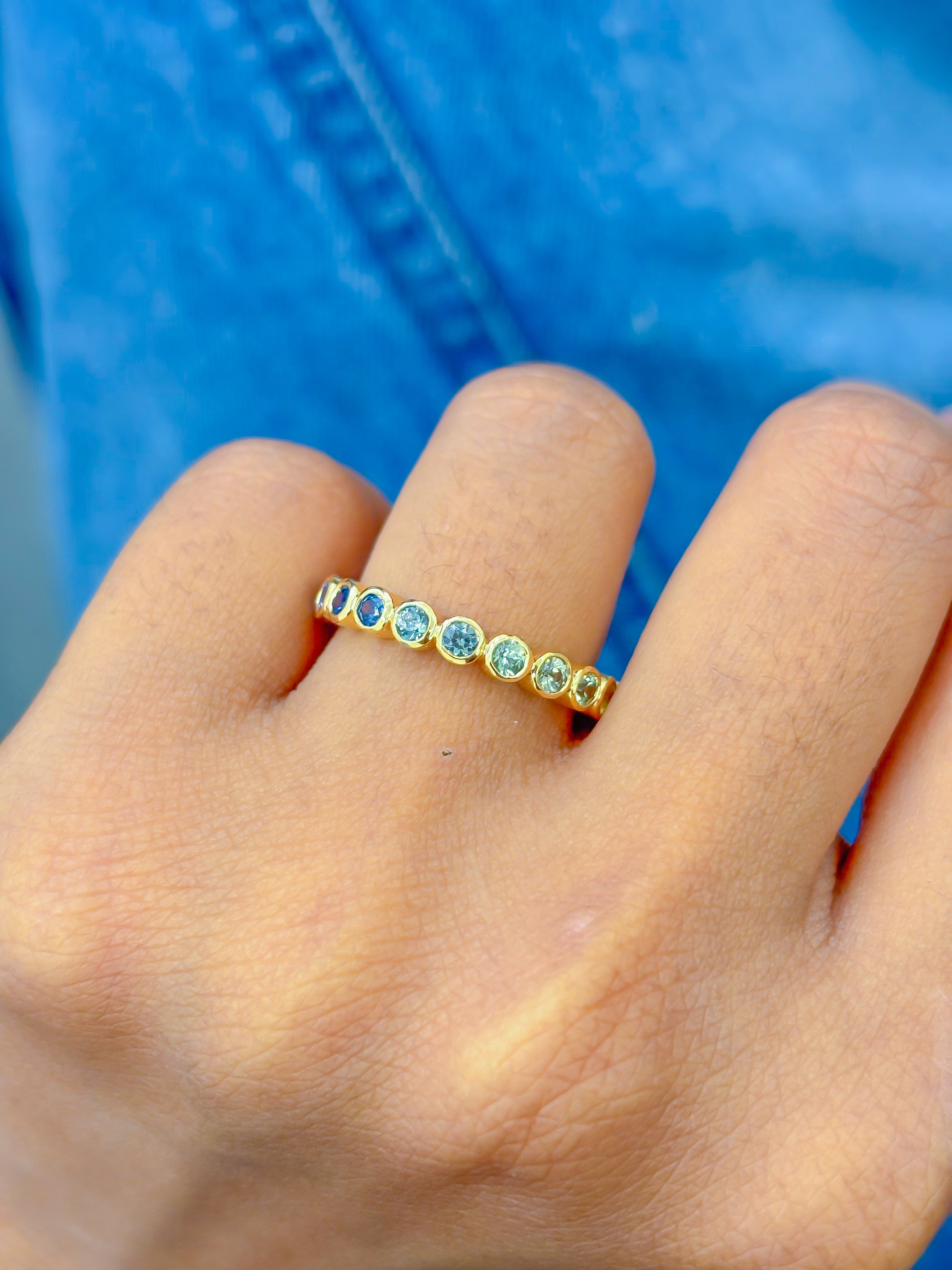 JPRG-3266/8395 Rainbow Sapphire 2.5Mm Round Ring | 18K