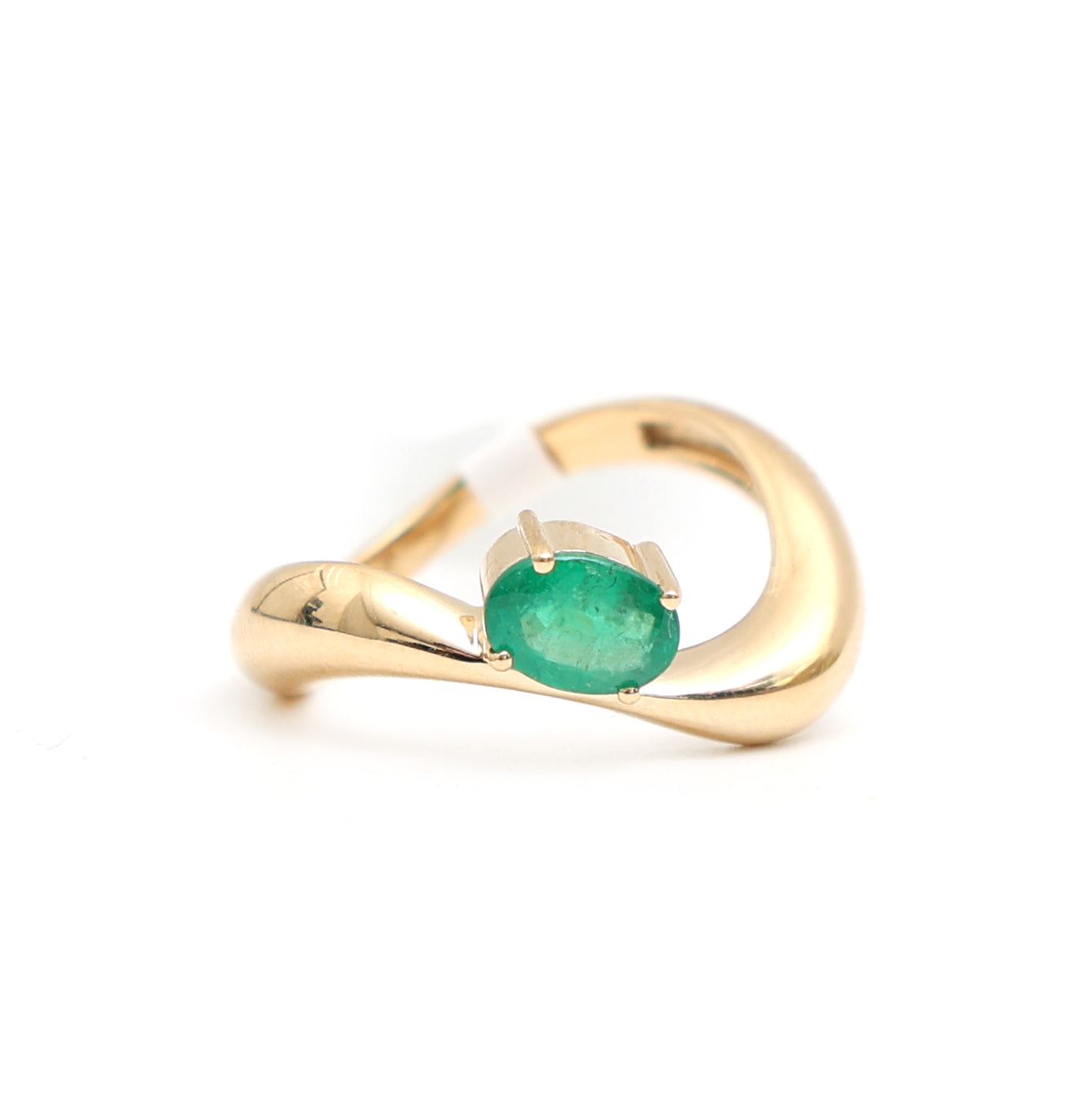 JPRG-3290/8434 Emerald Oval Wave Ring | 18K